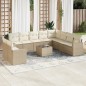 vidaXL Set de sofás de jardín 11pzas con cojines ratán sintético beige vidaXL Set de sofás de jardín 11pzas con cojines ratán sintético beige
