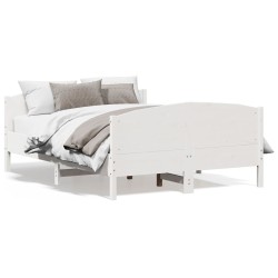vidaXL Estructura de cama con cabecero madera pino blanco 140x200 cm