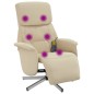 vidaXL Sillón reclinable de masaje con reposapiés tela color crema vidaXL Sillón reclinable de masaje con reposapiés tela color crema