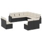 vidaXL Set de sofás de jardín 11 pzas y cojines ratán sintético negro vidaXL Set de sofás de jardín 11 pzas y cojines ratán sintético negro