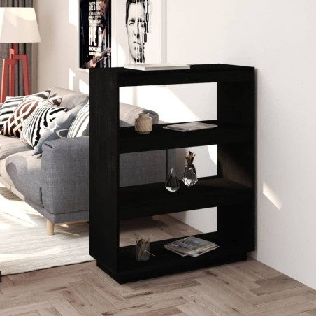 vidaXL Estantería/divisor de espacios madera pino negro 80x35x103 cm