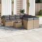 vidaXL Set de sofás de jardín 9 pzas con cojines ratán sintético beige vidaXL Set de sofás de jardín 9 pzas con cojines ratán sintético beige