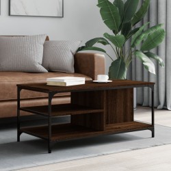 vidaXL Mesa de centro madera contrachapada roble marrón 100x50x45 cm