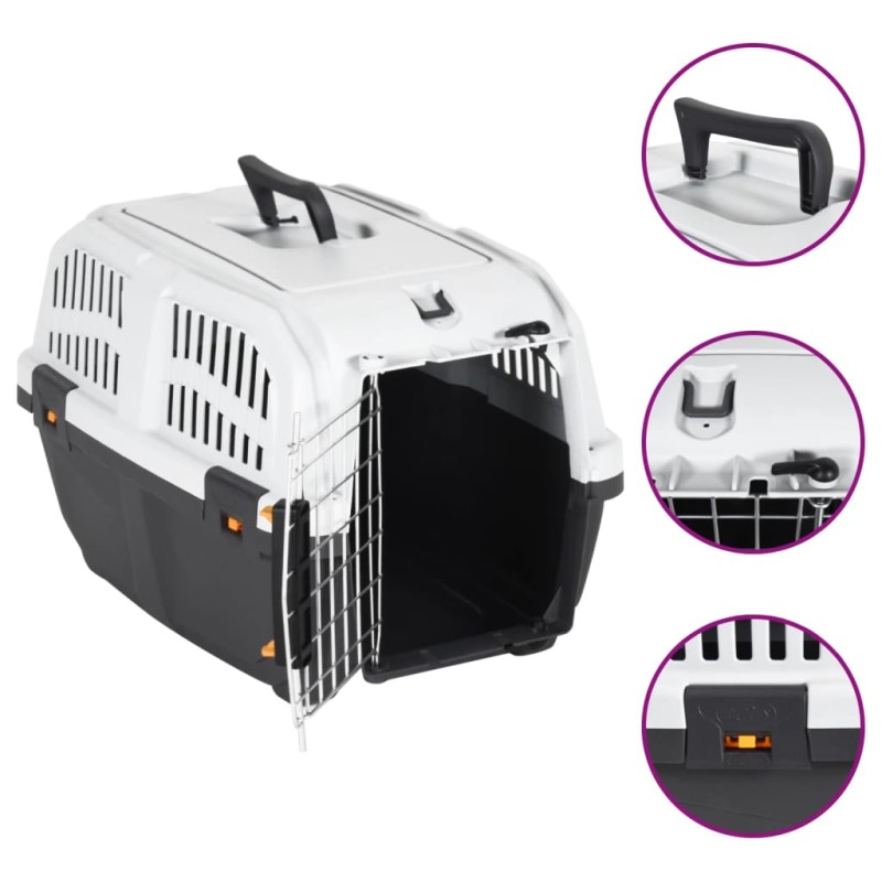 vidaXL Transportín de mascota puerta metal polipropileno 48x31,5x31 cm