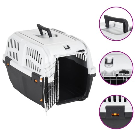 vidaXL Transportín de mascota puerta metal polipropileno 48x31,5x31 cm