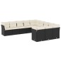 vidaXL Set de sofás de jardín 11 pzas y cojines ratán sintético negro