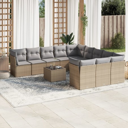 vidaXL Set de sofás de jardín 12 pzas y cojines ratán sintético marrón