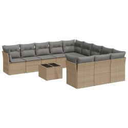 vidaXL Set de sofás de jardín 12 pzas y cojines ratán sintético marrón