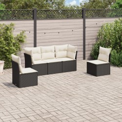 vidaXL Set de muebles de jardín 5 pzas y cojines ratán sintético negro