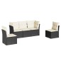 vidaXL Set de muebles de jardín 5 pzas y cojines ratán sintético negro vidaXL Set de muebles de jardín 5 pzas y cojines ratán sintético negro