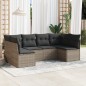 vidaXL Set de muebles de jardín 6 pzas y cojines ratán sintético gris vidaXL Set de muebles de jardín 6 pzas y cojines ratán sintético gris