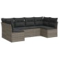 vidaXL Set de muebles de jardín 6 pzas y cojines ratán sintético gris vidaXL Set de muebles de jardín 6 pzas y cojines ratán sintético gris