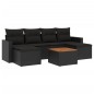 vidaXL Set de comedor de jardín 7 pzas y cojines ratán sintético negro