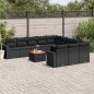 vidaXL Set de sofás de jardín 12 piezas cojines ratán sintético negro vidaXL Set de sofás de jardín 12 piezas cojines ratán sintético negro