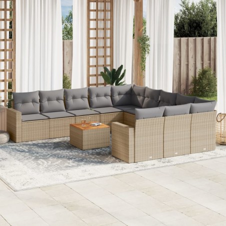 vidaXL Set de sofás de jardín 12 pzas y cojines ratán sintético marrón