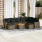vidaXL Set de sofás de jardín 10 pzas con cojines ratán sintético gris vidaXL Set de sofás de jardín 10 pzas con cojines ratán sintético gris