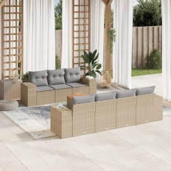 vidaXL Juego de sofás de jardín con cojines beige 8 pzas ratán PE