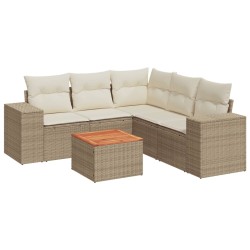 vidaXL Juego de sofás jardín con cojines 6 pzas ratán sintético beige