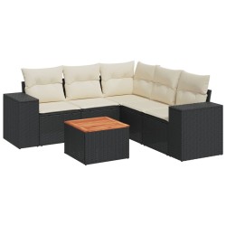 vidaXL Set de sofás de jardín 6 piezas y cojines ratán sintético negro