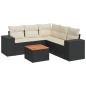 vidaXL Set de sofás de jardín 6 piezas y cojines ratán sintético negro vidaXL Set de sofás de jardín 6 piezas y cojines ratán sintético negro