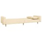 vidaXL Sofá cama de 2 plazas con dos almohadas tela color crema
