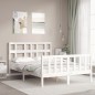 vidaXL Estructura de cama con cabecero madera maciza blanco 120x200 cm