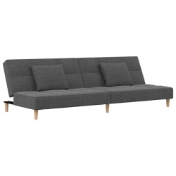 vidaXL Sofá cama de 2 plazas con dos almohadas tela gris claro