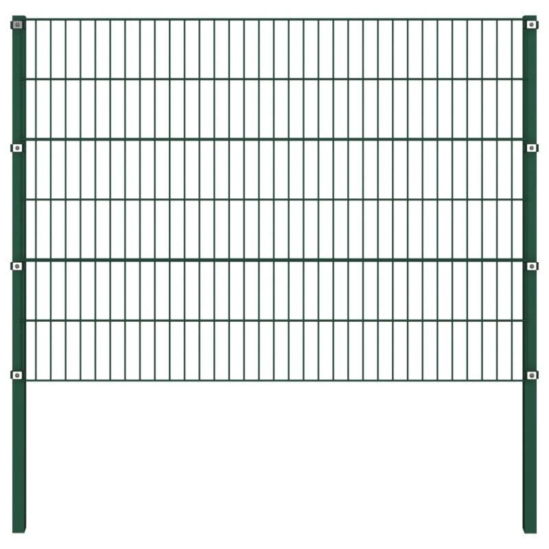 vidaXL Panel de valla con postes hierro verde 1,7x1,2 m vidaXL Panel de valla con postes hierro verde 1,7x1,2 m