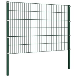 vidaXL Panel de valla con postes hierro verde 1,7x1,2 m