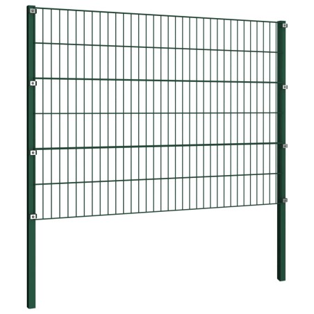 vidaXL Panel de valla con postes hierro verde 1,7x1,2 m