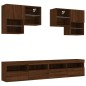 vidaXL Muebles de TV de pared con luces LED 6 piezas marrón roble vidaXL Muebles de TV de pared con luces LED 6 piezas marrón roble