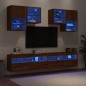 vidaXL Muebles de TV de pared con luces LED 6 piezas marrón roble vidaXL Muebles de TV de pared con luces LED 6 piezas marrón roble
