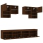 vidaXL Muebles de TV de pared con luces LED 6 piezas marrón roble vidaXL Muebles de TV de pared con luces LED 6 piezas marrón roble