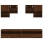 vidaXL Muebles de TV de pared con luces LED 6 piezas marrón roble vidaXL Muebles de TV de pared con luces LED 6 piezas marrón roble