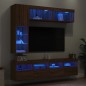 vidaXL Muebles de TV de pared con luces LED 7 piezas marrón roble