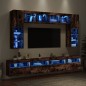 vidaXL Muebles de TV de pared con luces LED 8 piezas roble ahumado vidaXL Muebles de TV de pared con luces LED 8 piezas roble ahumado