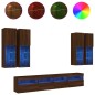vidaXL Muebles de TV de pared con luces LED 7 piezas marrón roble vidaXL Muebles de TV de pared con luces LED 7 piezas marrón roble