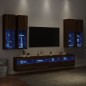 vidaXL Muebles de TV de pared con luces LED 7 piezas marrón roble vidaXL Muebles de TV de pared con luces LED 7 piezas marrón roble