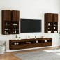 vidaXL Muebles de TV de pared con luces LED 7 piezas marrón roble vidaXL Muebles de TV de pared con luces LED 7 piezas marrón roble