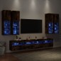 vidaXL Muebles de TV de pared con luces LED 7 piezas roble ahumado vidaXL Muebles de TV de pared con luces LED 7 piezas roble ahumado