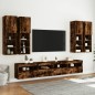vidaXL Muebles de TV de pared con luces LED 7 piezas roble ahumado vidaXL Muebles de TV de pared con luces LED 7 piezas roble ahumado