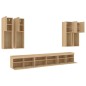 vidaXL Muebles de TV de pared con luces LED 7 piezas roble sonoma