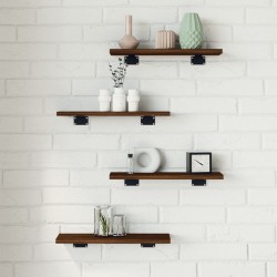 vidaXL Estantes pared 4 uds madera ingeniería marrón roble 40x10x1,5cm