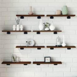 vidaXL Estantes pared 8uds madera ingeniería marrón roble 40x10x1,5 cm