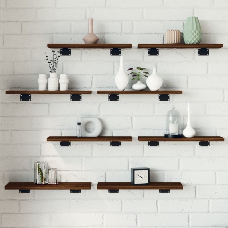 vidaXL Estantes pared 8uds madera ingeniería marrón roble 40x10x1,5 cm vidaXL Estantes pared 8uds madera ingeniería marrón roble 40x10x1,5 cm