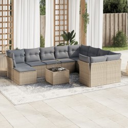 vidaXL Set de sofás de jardín 11pzas con cojines ratán sintético beige