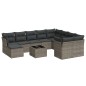 vidaXL Set de sofás de jardín 11 pzas y cojines ratán sintético gris vidaXL Set de sofás de jardín 11 pzas y cojines ratán sintético gris