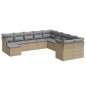 vidaXL Set de sofás de jardín 11pzas con cojines ratán sintético beige