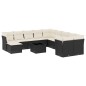 vidaXL Set de sofás de jardín 12 piezas cojines ratán sintético negro vidaXL Set de sofás de jardín 12 piezas cojines ratán sintético negro