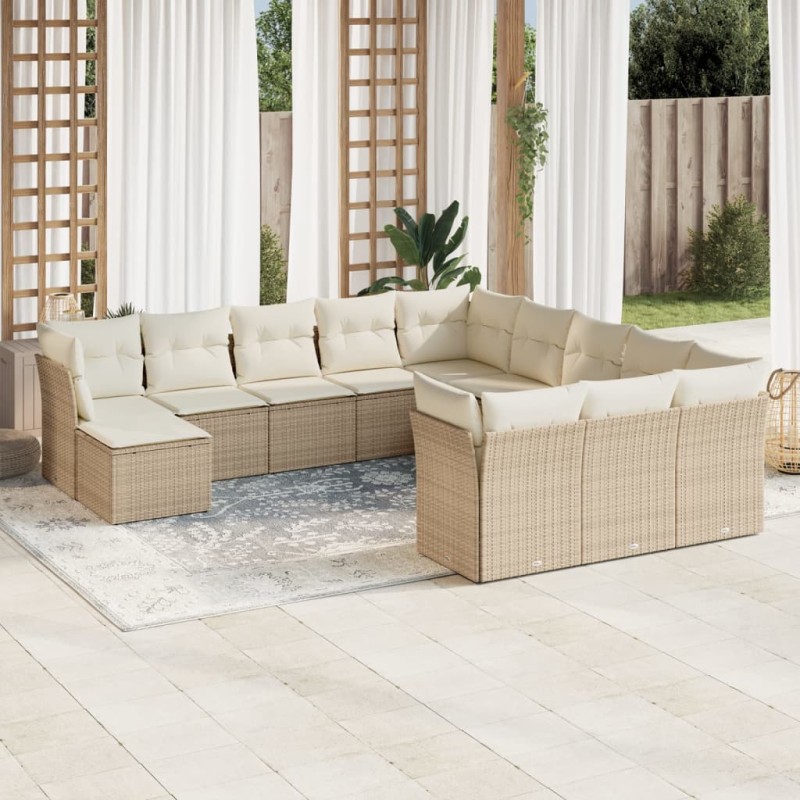 vidaXL Set de sofás de jardín 12 pzas y cojines ratán sintético marrón vidaXL Set de sofás de jardín 12 pzas y cojines ratán sintético marrón